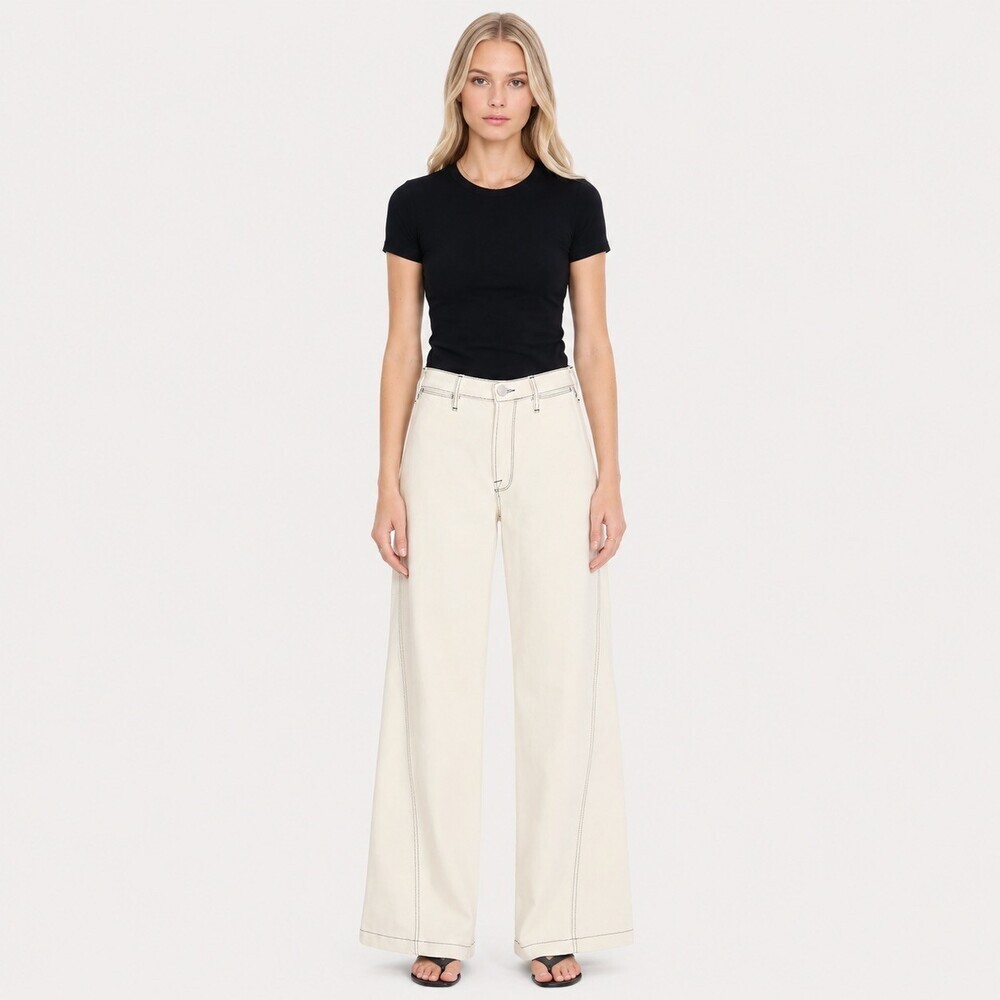 FRAME Le Baggy Palazzo womens wide leg jeans Chalked white size 26 x 29" inseam